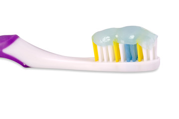 toothbrush with toothpaste isolated on white background