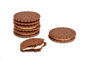 Cookies with chocolate chips. Isolated on a white background