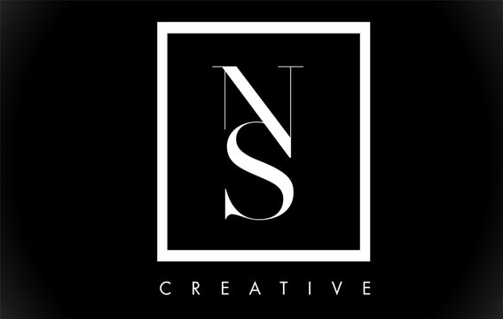 NS Letter Design Logo with Black and White Colors Vector.