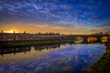 sunset over the bridge