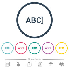 Fototapeta premium Typing text with cursor flat color icons in round outlines