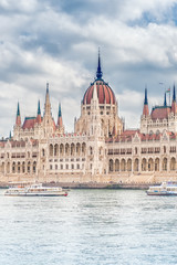 Fototapeta premium A landscape view of Budapest city, the Hungarian parliament.