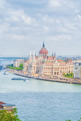 Fototapeta na wymiar A landscape view of Budapest city, the Hungarian parliament.