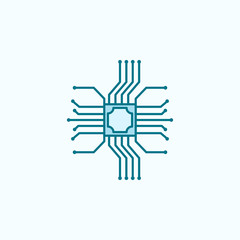 Microchip electronic device field outline icon