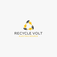 recycle electric volt logo icon illustration vector graphic template download
