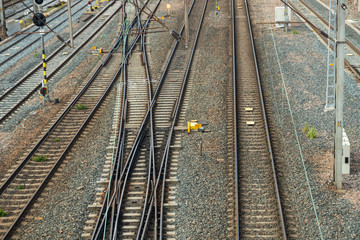 Fototapeta premium Railway tracks in Helsinki, Finland at summer day.