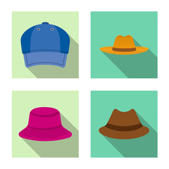 Isolated object of headgear and cap logo. Collection of headgear and accessory vector icon for stock.