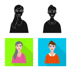 Vector design of hairstyle and profession sign. Collection of hairstyle and character stock vector illustration.