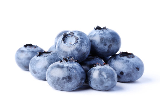 Group Of Fresh Juisy Blueberries Isolated On White Background