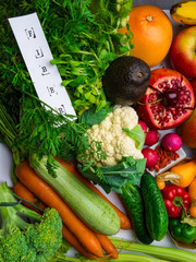 High fiber foods background. Flat lay