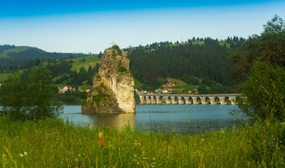 beautiful lake and mountain in summer. Romania