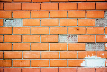 Fototapeta na wymiar background texture old wall orange brick
