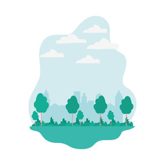 landscape with trees and plants isolated icon