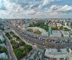 Obraz premium Hospice of Count Sheremetev. Institute of Sklifosovskiy. Suharevskaya square in Moscow Russia. Aerial drone view