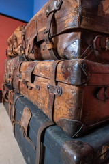 set of suitcases in a pile 