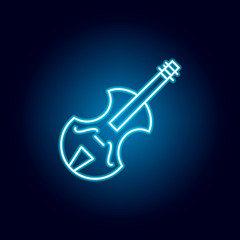 violin, music instrument outline icon in neon style. elements of education illustration line icon. signs, symbols can be used for web, logo, mobile app, UI, UX