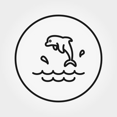 Dolphin Splashes. Icon. Vector. Editable Thin line.