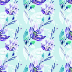 Watercolor Flowers Seamless Pattern. 