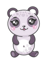 Obraz na płótnie Canvas Cute panda cartoon vector illustration. Smiling baby animal panda in kawaii style isolated on white background.
