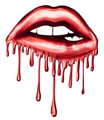Illustration of Biting Dripping Lips - Graphic illustration