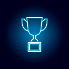 trophy, award outline icon in neon style. elements of education illustration line icon. signs, symbols can be used for web, logo, mobile app, UI, UX
