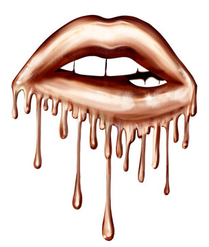 Illustration of Biting Dripping Lips - Graphic illustration