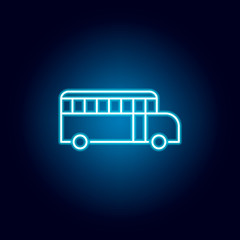 school bus, vehicle outline icon in neon style. elements of education illustration line icon. signs, symbols can be used for web, logo, mobile app, UI, UX