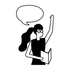 woman with document talk bubble