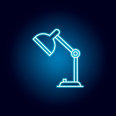 desk lamp, light outline icon in neon style. elements of education illustration line icon. signs, symbols can be used for web, logo, mobile app, UI, UX