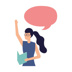 woman with document talk bubble