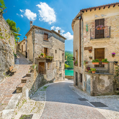 Scenic sight in Castel di Tora, beautiful village in the Province of Rieti. Lazio, Italy.