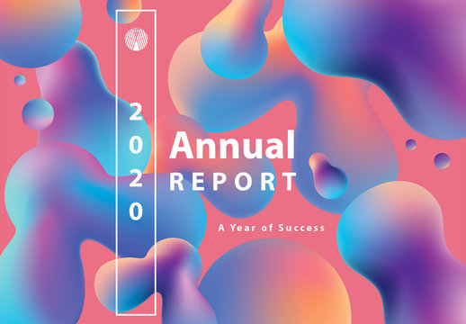 Annual Report Cover Layout with 3D Gradient Shapes