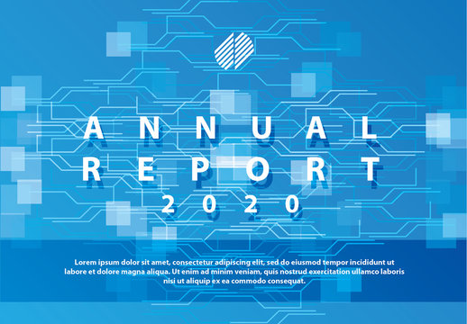 Annual Report Cover Layout with Technological Elements