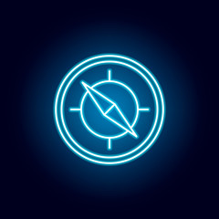 orientation, direction, circular outline icon in neon style. elements of education illustration line icon. signs, symbols can be used for web, logo, mobile app, UI, UX