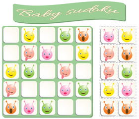 Baby Sudoku with colorful monstres images