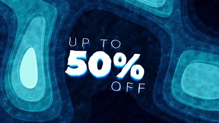 Summer Sale animation. 50% Discount Abstract layered background. Seamless looped animation, Creative concept with liquid shapes for Summer Sale. Backdrop with water and sea beach landscape - Powered by Adobe