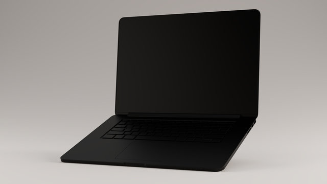 Black Laptop Raised Angle 3 Quarter Left View 3d illustration 3d render