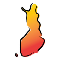 Stylized yellow red gradient sketch map of 