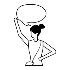 woman with bag waving hand talk bubble