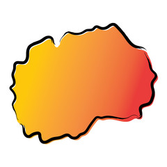 Stylized yellow red gradient sketch map of 