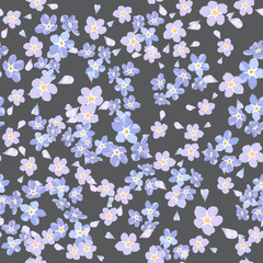 Irregular small flowers on seamless pattern. Botanical surface texture design.