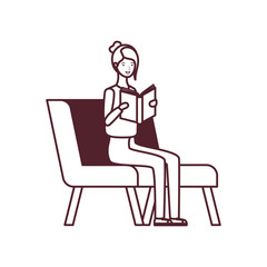 silhouette of woman sitting on chair with book in hands