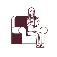 silhouette of woman sitting on chair with book in hands