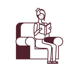 silhouette of woman sitting on chair with book in hands