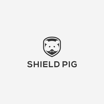 shield pig logo illustration vector icon download