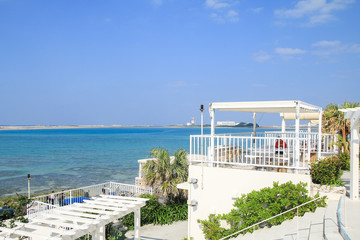 Fototapeta na wymiar umikaji terrace, hot place for shopping and cafe in Okinawa