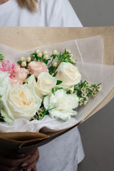 delicate wedding bouquet in hand