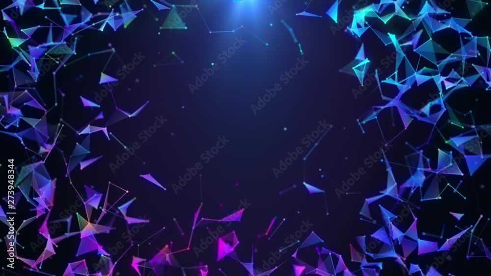 Canvas Prints poligonal neon network background. abstract colorful triangular forms. geometric motion design foota
