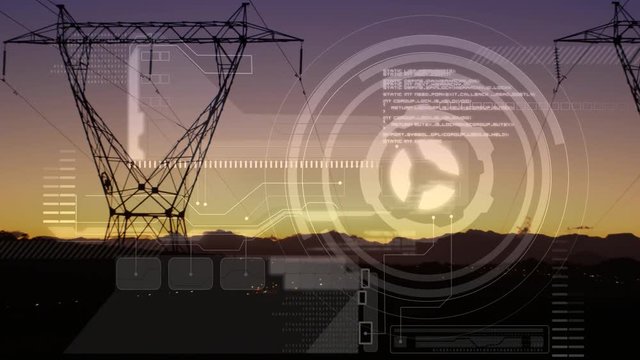 Futuristic interface and power lines