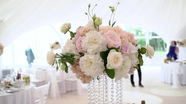 Flowers decorated table for wedding or party